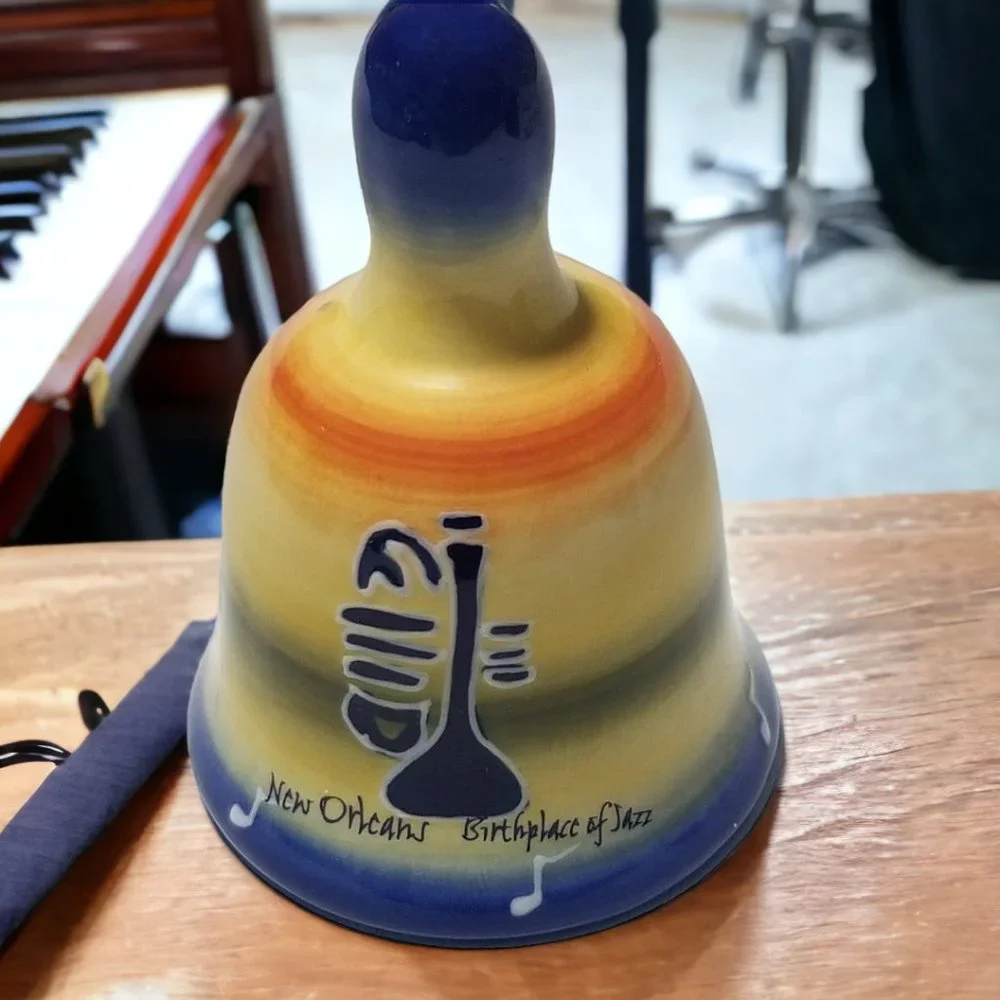 Vintage Colorful Ceramic Souvenir Bell New Orleans Birthplace of Jazz